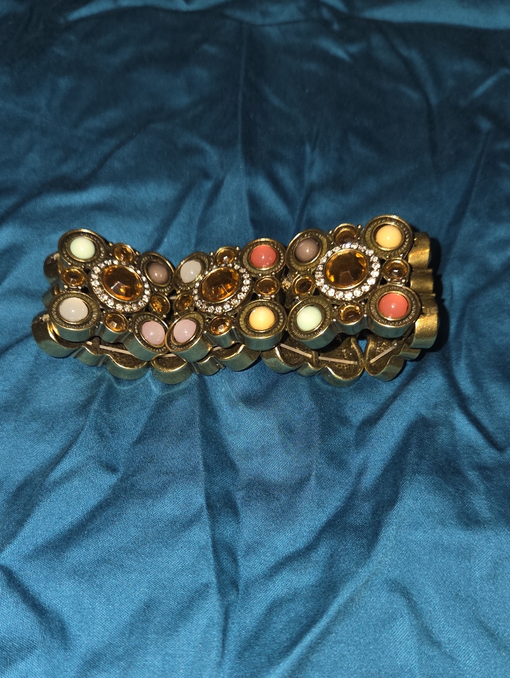 Gold Multicolor Stone Stretch Bracelet - Women Jewelry